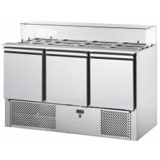 Saladette Refrigerata Ventilata con vaschette a 3 sportelli GN e castello vetri dritto EKO GAS R290